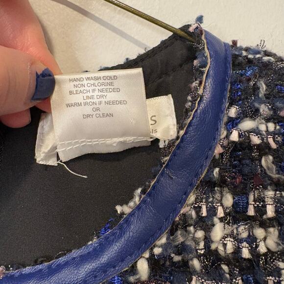 Little Angels by Us Angels Girls Luxe-Trimmed Boucle Dress Little‎ Kids 6 Navy - Picture 5 of 7